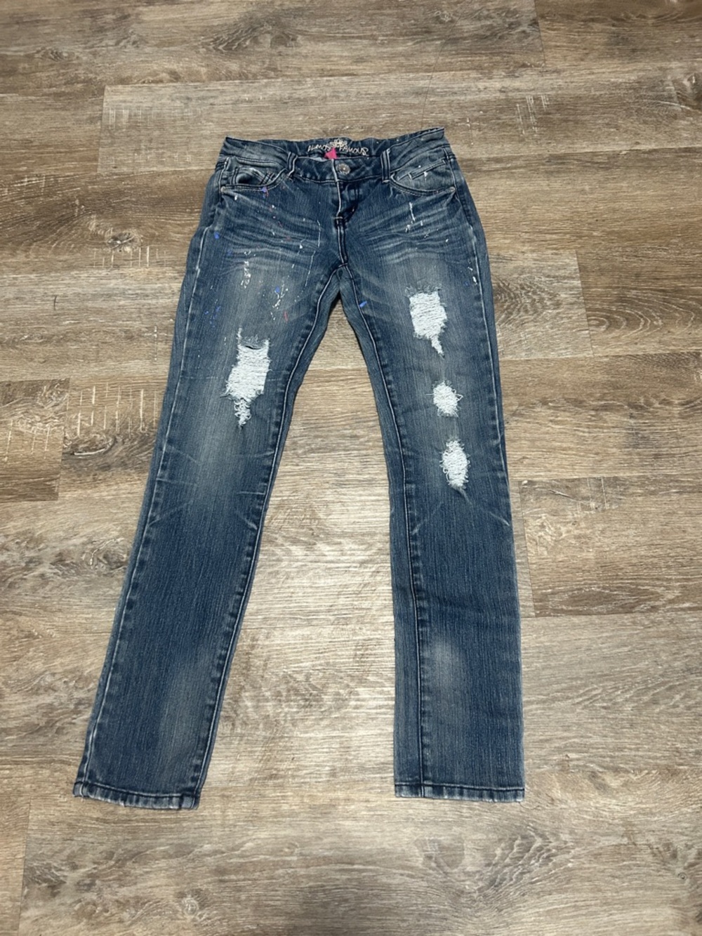 Almost famous distressed blue jeans size 7